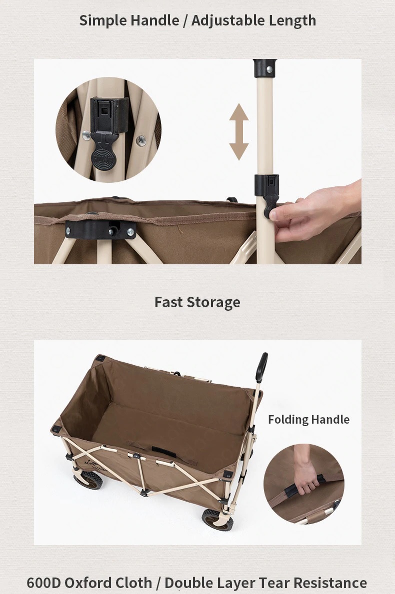 Xe kéo dã ngoại NatureHike TC02 NH20PJ005 193L - Bánh xe nhỏ - Ảnh 5