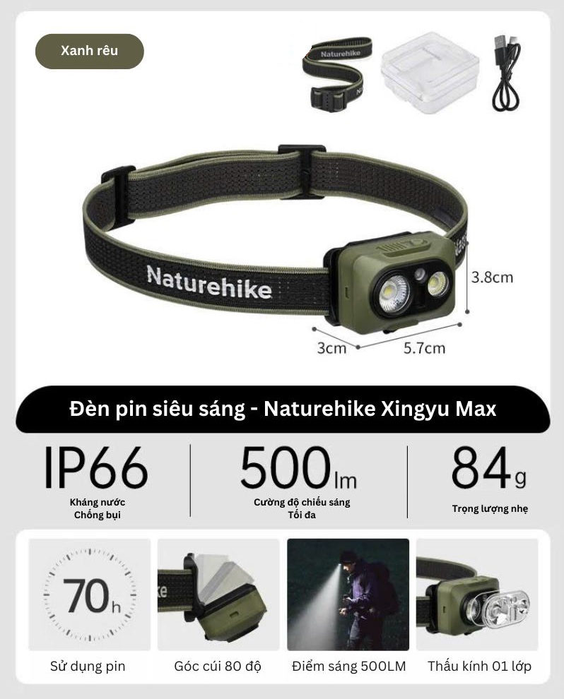 Đèn đeo trán có cảm ứng NatureHike CNK2450ZM010 - Ảnh 10